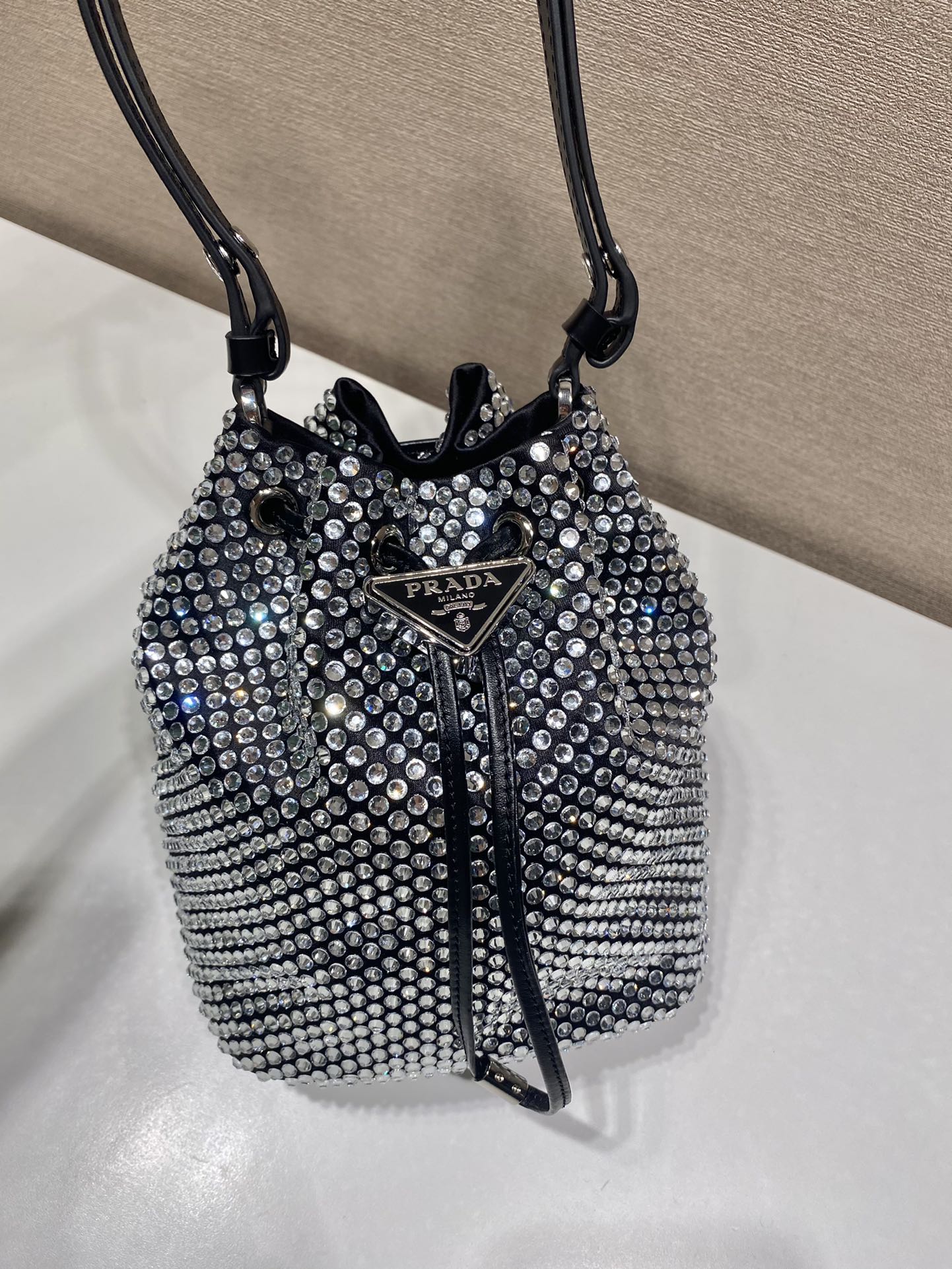 Prada Satin Mini-Bag With Crystals size 16 x 21 x 10 cm