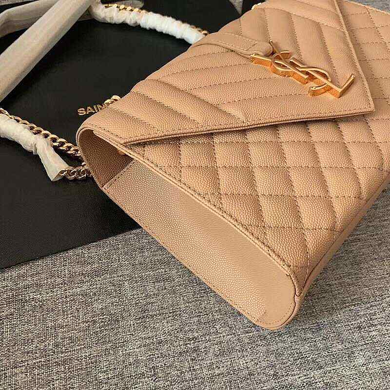 YSL Envelope Medium Beige Grain Leather 24x17.5x6 cm