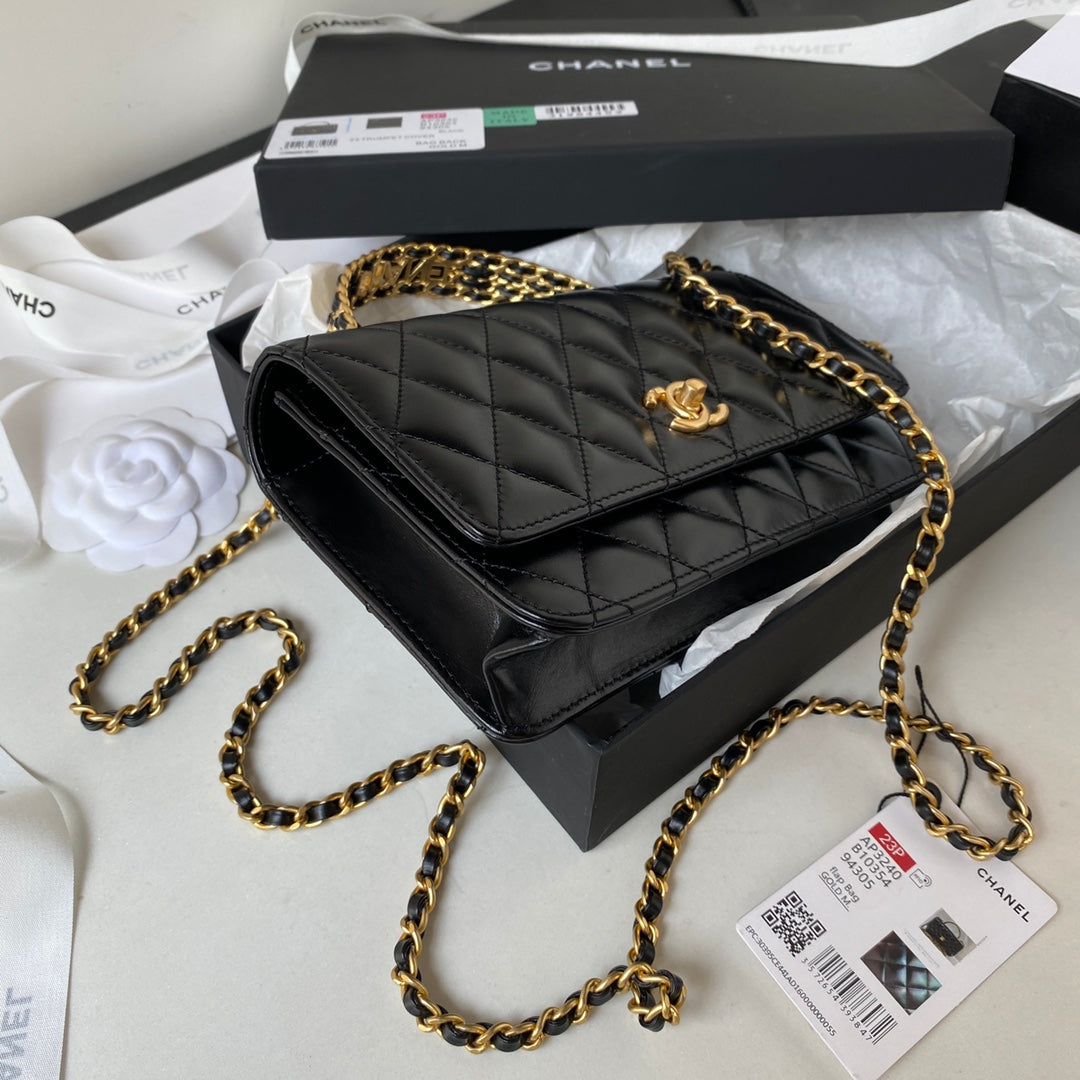 CHANEL Handbag AP3240 GP Black Size 19 cm