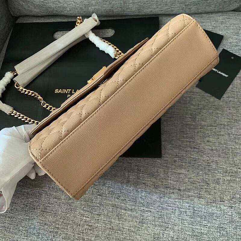 YSL Envelope Medium Beige Grain Leather 24x17.5x6 cm